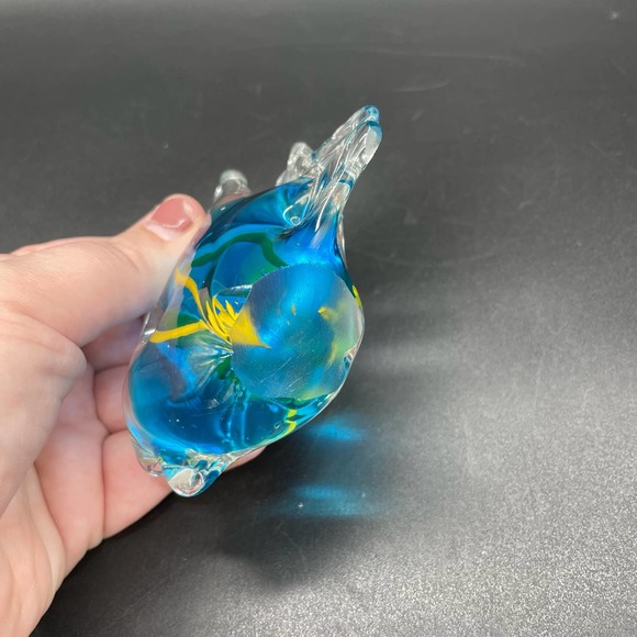 Art Glass Fish Paperweight Murano Style Tropical Fish Glass Figurine - Picture 6 of 10